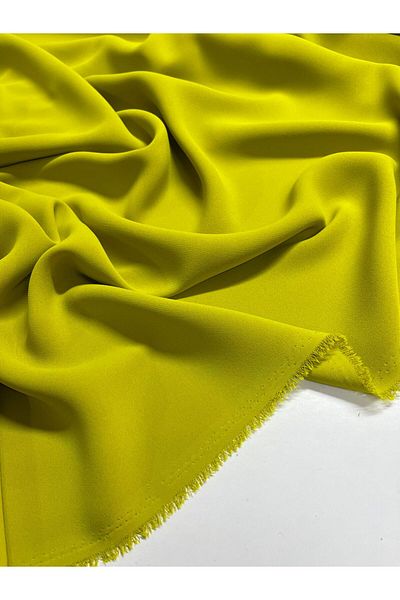 Kumaş sever Mustard Yellow Draped Adriana Crepe Fabric Double Length Meter Evening Dress Ferace Hijab Clothing Sewing