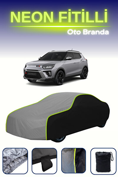 Cemku Fast أسود-رمادي-أسود [سانج يونج تيفولي] غطاء سيارة متوافق مع حبال النيو...