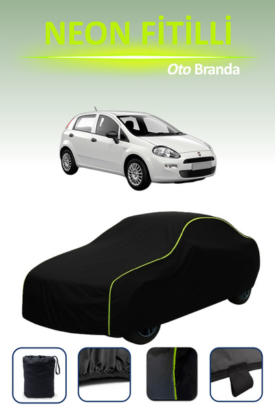 Cemku Cool Siyah [Fiat Punto] Uyumlu Neon Fitilli Araba Brandası, Su ve Toz G...