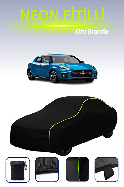 Cemku Cool أسود [سوزوكي سويفت سبورت 2017 - 2021] مشمع سيارة متوافق مع حبال النيون، مقاوم للماء والغبار