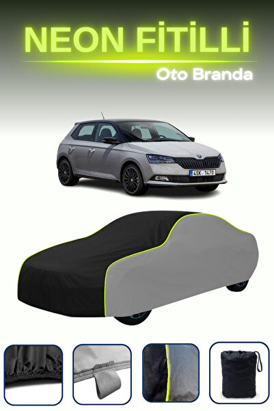 Cemku Shade رمادي-أسود-رمادي [سكودا فابيا] مشمع سيارة متوافق مع حبال النيون، ...