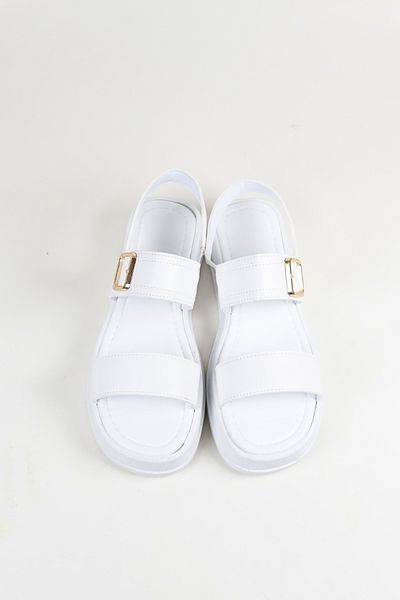 NiceDiffer Women's Black Double Strap Gold Buckle Detailed Daily Sandals