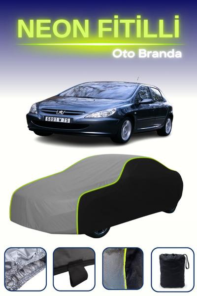 Cemku Fast أسود-رمادي-أسود [بيجو 307 5 أبواب 2001 - 2005] مشمع سيارة متوافق م...