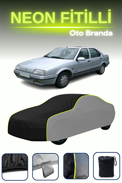 Cemku Shade Gri-Siyah-Gri [Renault R19] Uyumlu Neon Fitilli Araba Brandası, S...