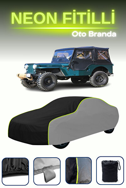 Cemku Shade رمادي-أسود-رمادي [Jeep CJ-3A] غطاء سيارة متوافق مع حبال النيون، م...