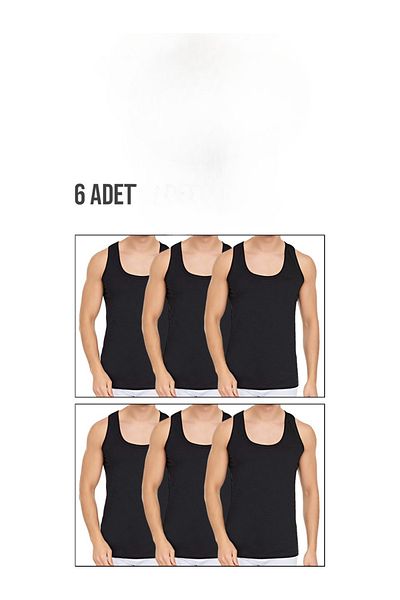 BEYAZTOPTAN 100% Cotton Men's Black Classic 6-Pack Combed Athlete