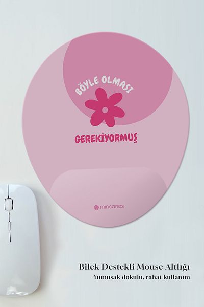 Mincanas Written Colorful Patterned Oval Mouse Pad with Wrist Support Mouse Pad