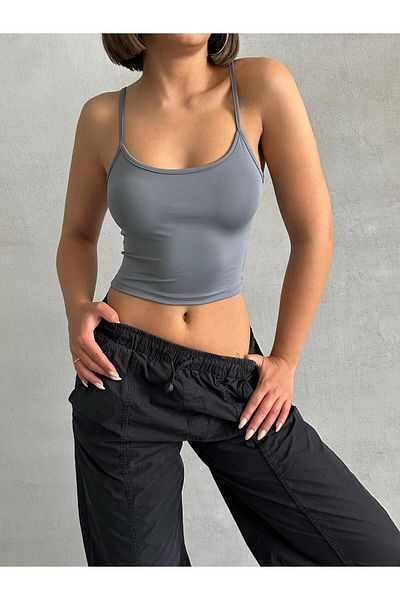 The Base Γυναικείο Smoked Scuba υφασμάτινο λουράκι Crop Top