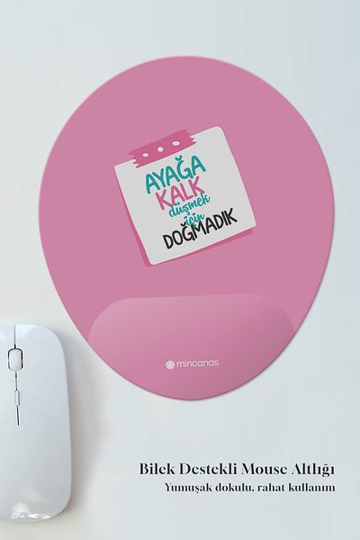 Mincanas Written Colorful Patterned Oval Mouse Pad with Wrist Support Mouse Pad