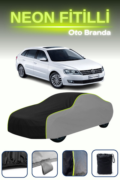 Cemku Shade رمادي-أسود-رمادي [فولكس فاجن غران لافيدا 3] قماش مشمع مناسب للسيارة متوافق مع النيون ومقاوم للماء والغبار