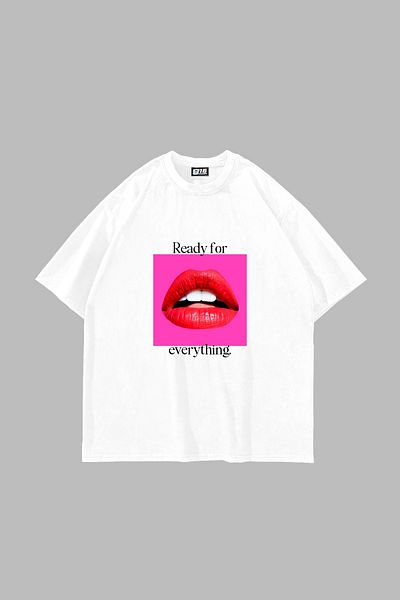 Sekizbiraltı Έτοιμο για τα πάντα Τυπωμένο Oversize Unisex Λευκό Tshirt