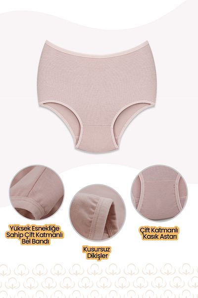 BEGATEKS Women's Panties High Waist Plus Size 6 Pack - Cotton Fabric, 7 Different Color Options