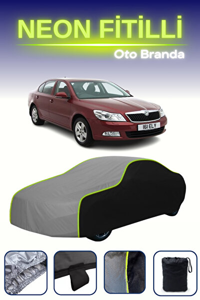 Cemku Fast أسود-رمادي-أسود [سكودا اوكتافيا 2] مشمع سيارة متوافق مع حبال النيو...