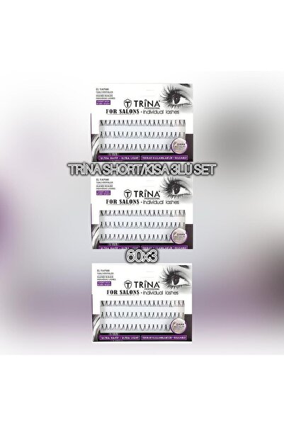 Trina 3lü El Yapımı Tekli Kirpik Kısa 60x3 Adet