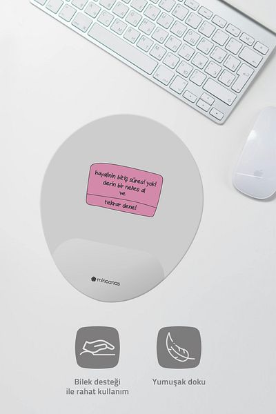 Mincanas Written Colorful Patterned Oval Mouse Pad with Wrist Support Mouse Pad