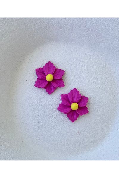 ACCESSORY Yellow Detail Fuchsia Design Earrings