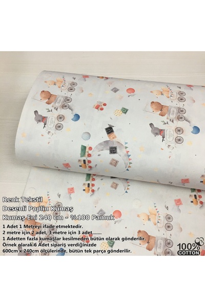 Renk Tekstil Dijital Desenli Poplin Kumaş - Nevresim - Çarşaf - Hobi - Elbise...