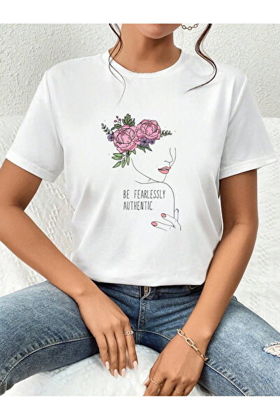 ELNOYA Cotton White Oversize T-Shirt Be Fearlessly Authentic Printed Comfortable Casual T-Shirt