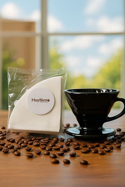 Muybieno Black Ceramic Dripper and Brewing Paper Set