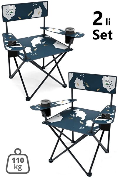 EksikSepeti 2 Adet Qufi Desenli Katlanır Kamp Piknik Sandalyesi Rejisör Koltu...