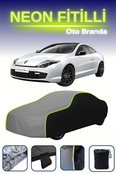 Cemku Fast أسود-رمادي-أسود [رينو لاجونا] غطاء سيارة متوافق مع حبال النيون، مق...