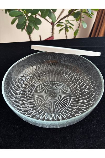 DİBA AVM 20 cm Glass Storage Container Salad Bowl Diameter 20 cm Height 7 cm Volume 1350 Cc