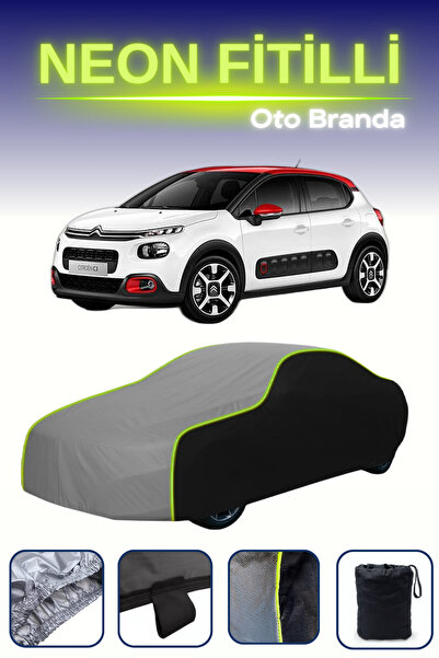 Cemku Fast Siyah-Gri-Siyah [Citroen C3] Uyumlu Neon Fitilli Araba Brandası, S...