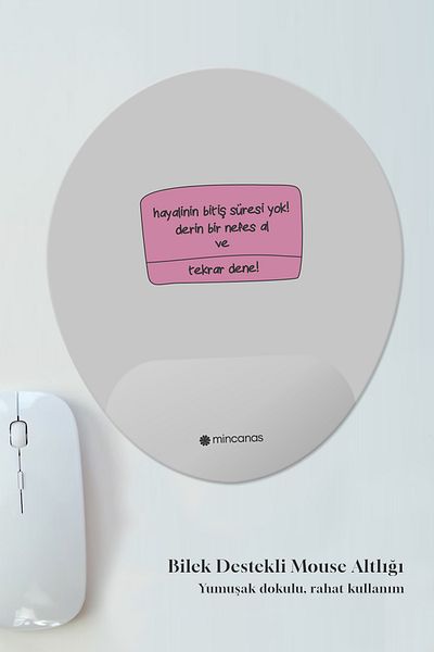 Mincanas Written Colorful Patterned Oval Mouse Pad with Wrist Support Mouse Pad