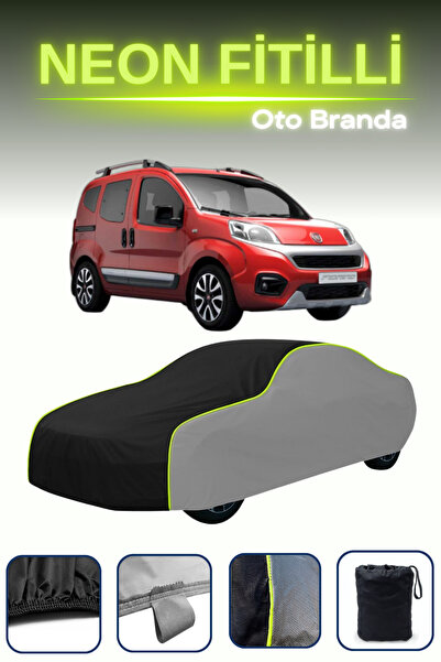 Cemku Shade Gri-Siyah-Gri [Fiat Fiorino] Uyumlu Neon Fitilli Araba Brandası, ...