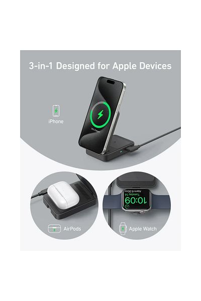 Anker MagGo 15W 3-in-1 Charging Station Qi2 Certified Wireless Charger