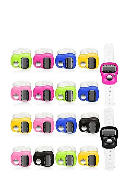 Generic 24 Pieces LCD Digital Display Electronic Tasbih Ring Finger Counter Ring Multicolor