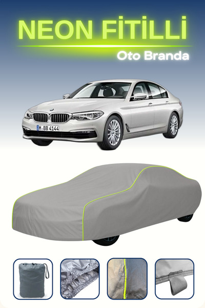 Cemku Shine Gri [Bmw 5 Serisi (520I)] Uyumlu Neon Fitilli Araba Brandası, Su ve Toz Geçirmez