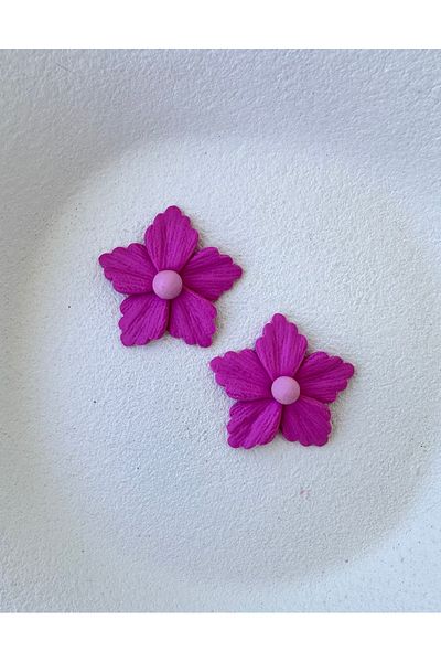 ACCESSORY Pink Detail Fuchsia Flower Earrings Design Earrings