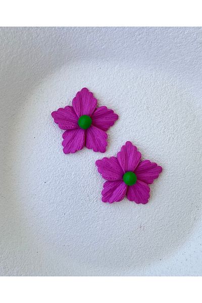 ACCESSORY Pink Detail Fuchsia Flower Earrings Design Earrings