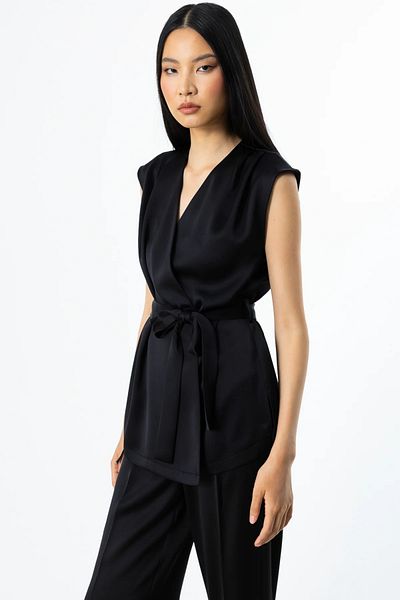 Ekol Satin Vest with Belted Waist