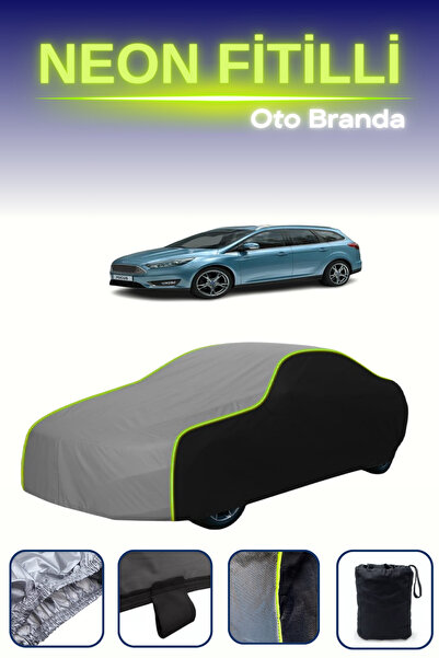 Cemku Fast أسود-رمادي-أسود [Ford Focus Estate 2014 - 2018] مشمع سيارة متوافق مع حبال النيون