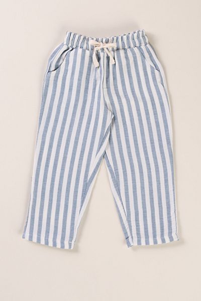 Bondberro Pantaloni de muselina pentru baieti in dungi 100% bumbac