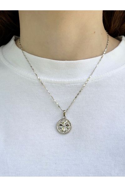Eylülün Takısı Women's Silver Color Clover Necklace