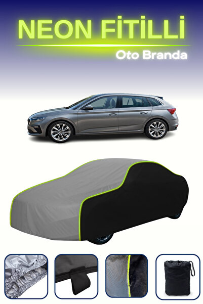 Cemku Fast أسود-رمادي-أسود [سكودا سكالا] مشمع سيارة متوافق مع حبال النيون، مقاوم للماء والغبار