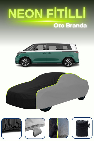 Cemku Shade قماش مشمع سيارة رمادي-أسود-رمادي [فولكس فاجن آي دي. باز كونسبت] متوافق مع قماش مشمع السيارة المجهز من النيون، مقاوم للماء والغبار