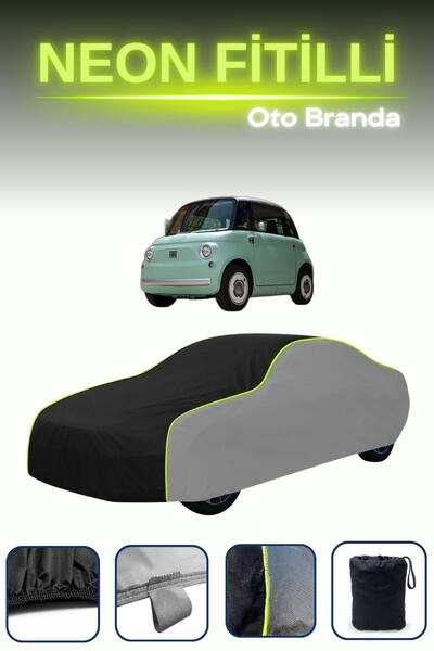 Cemku Shade Gri-Siyah-Gri [Fiat Topolino] Uyumlu Neon Fitilli Araba Brandası, Su ve Toz Geçirmez