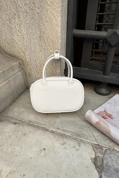 LEONAS Women's Shoulder Bag with Stitching Detail Canvas Strap Aden White