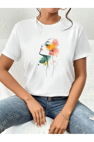ELNOYA Cotton White Oversize T-Shirt Colorful Dominance Printed Comfortable Casual T-Shirt
