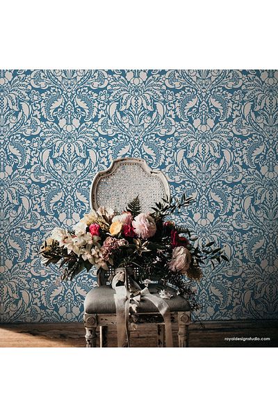 OEM Wall Stencil Painting, Plaster Size 900x600 X Mm Thickness 0.7mm Isadora Damask Model Mxsp7492