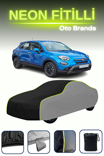 Cemku Shade رمادي-أسود-رمادي [فيات 500X كروس/سيتي كروس] قماش مشمع سيارة نيون مجهز ومقاوم للماء والغبار