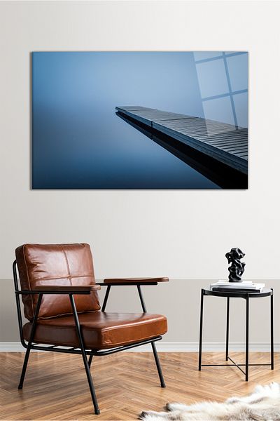 Vosevu Scaun din lemn gri, masă orizontală din sticlă, decor modern pentru birou, decorare de perete cadou, sticlă rezistentă la spargere