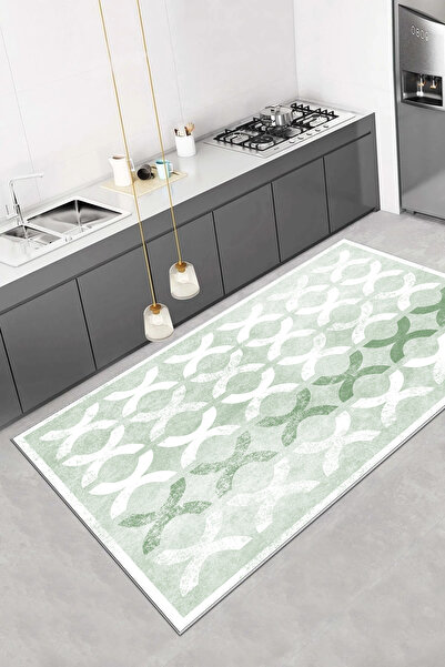 Halise Home Dijital Baskı Kaymaz Taban Yıkanabilir Kalın Dokulu Mutfak Halısı...
