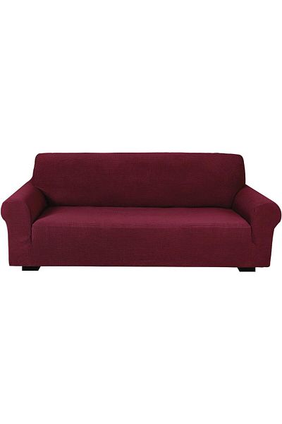 Fabienne High Stretch Three Seater Sofa Cover Slipcover Free Size 180-230cm Burgundy