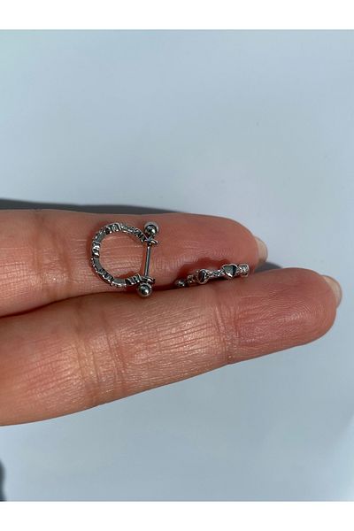 kurukafagift Steel Stone Ring Heart Figured Helix Bulk Piercing