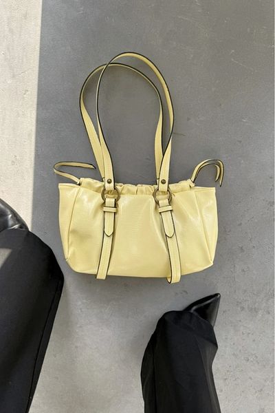 LEONAS Drawstring Vintage Women's Baguette Bag Misha Yellow